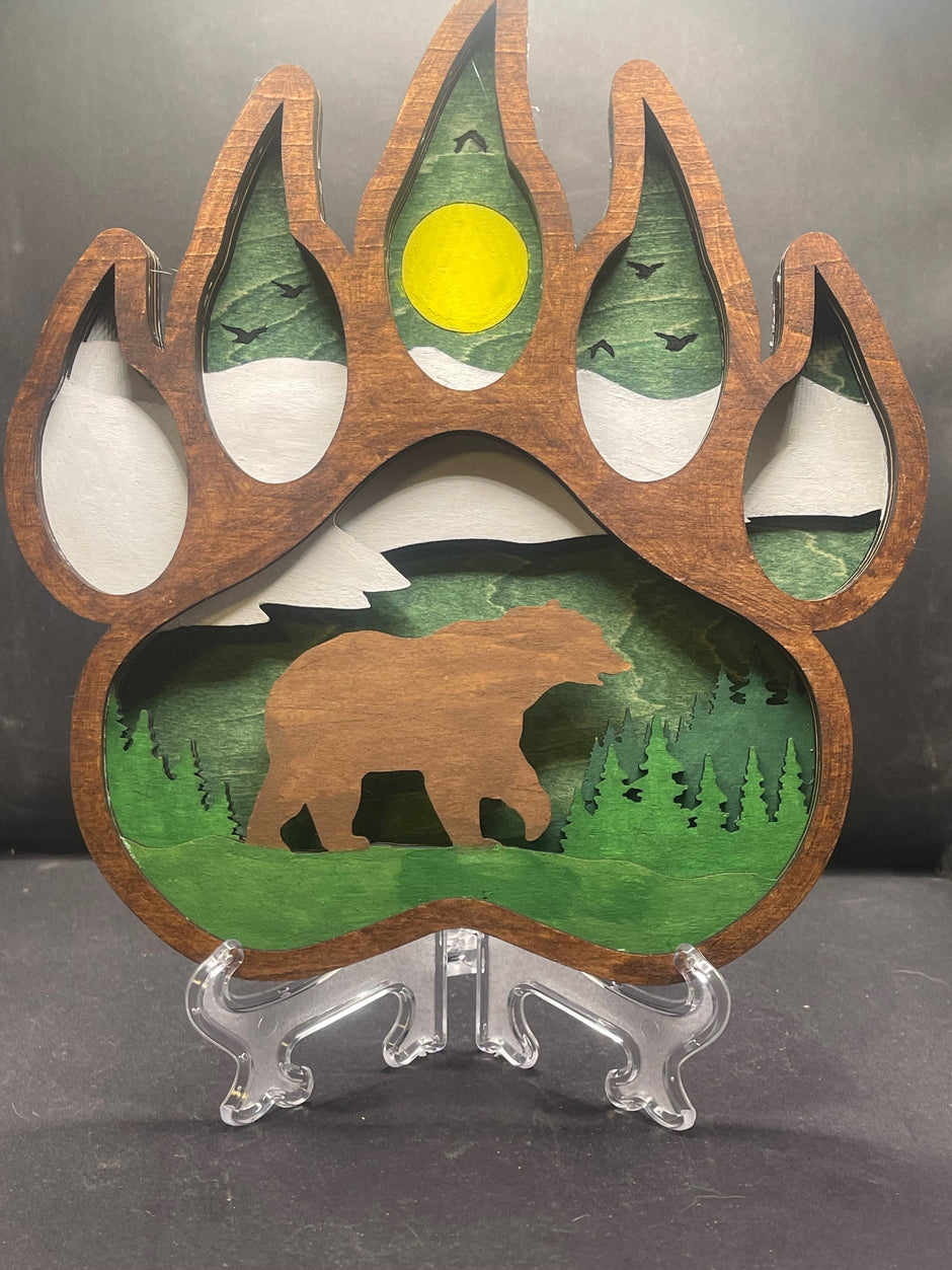 Bear Paw Dimensional Wood Art Kit