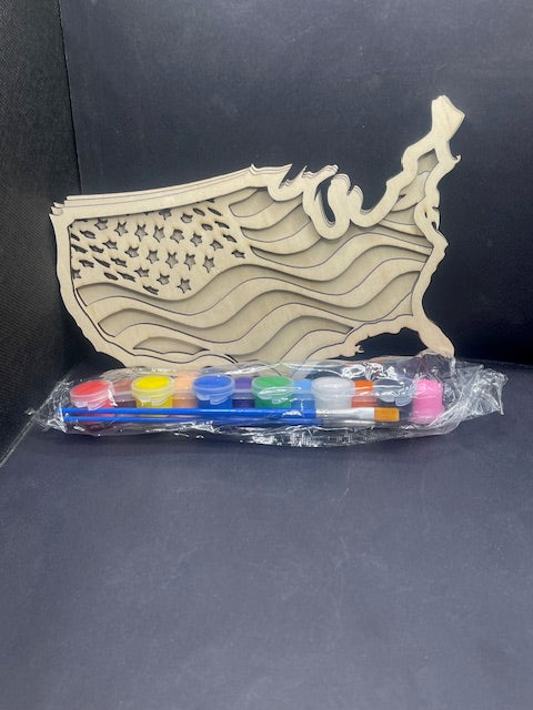 American Flag Wood Art Paint Kit