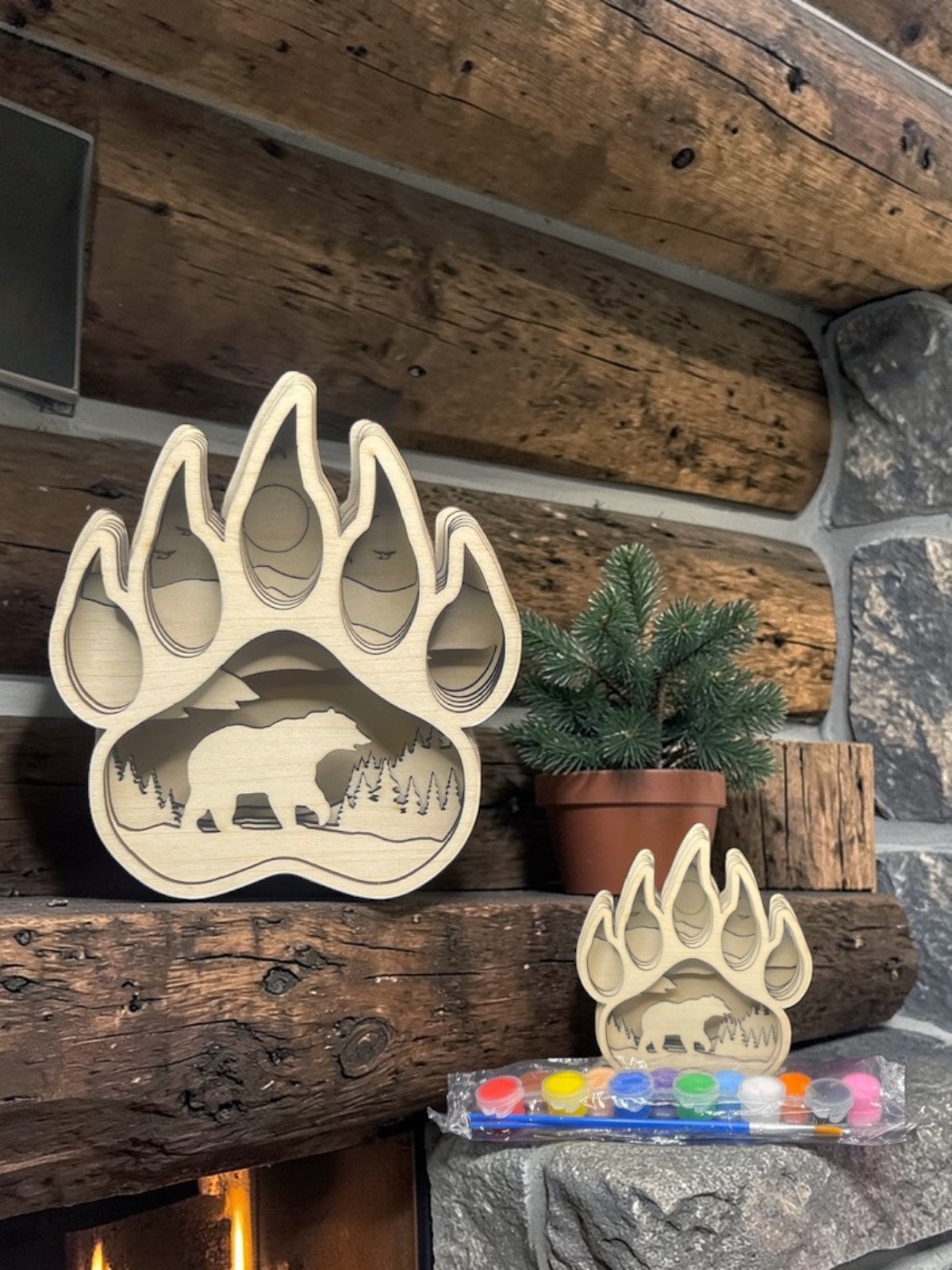 Bear Paw Dimensional Wood Art Kit