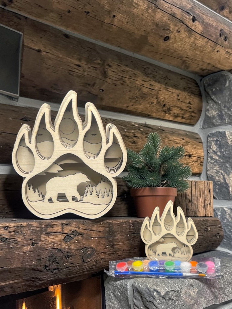 Bear Paw Dimensional Wood Art Kit